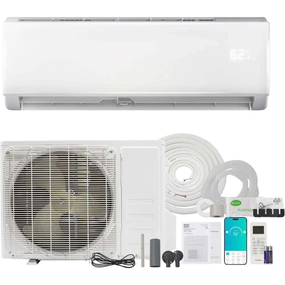

12000 BTU Mini Split Air Conditioner & Heater, Wifi Enabled 115V Energy Saving Wall Mounted Inverter Ductless AC Unit Cools