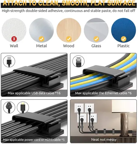 Самоклеющийся пластиковый кабельный органайзер для упорядочивания проводов — изображение товара