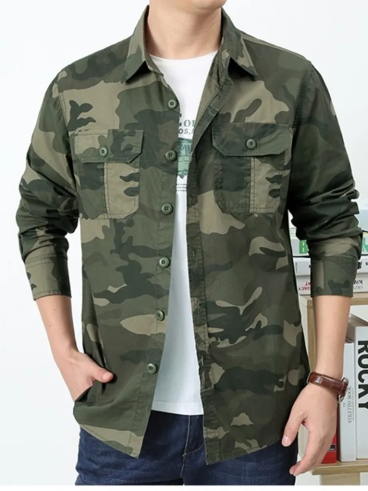 

Spring And Autumn Men's New-style Shirt Long-Sleeved Cotton Casual Loose-Fitting Outdoor Camouflage Jacket