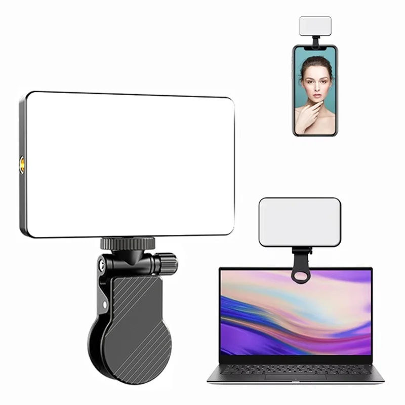 Mini LED Portable Clip-On Selfie Light Dimmable Phone Fill Lamp For Video Conference Vlog Live For iPhone/iPad/Laptop PC Camera