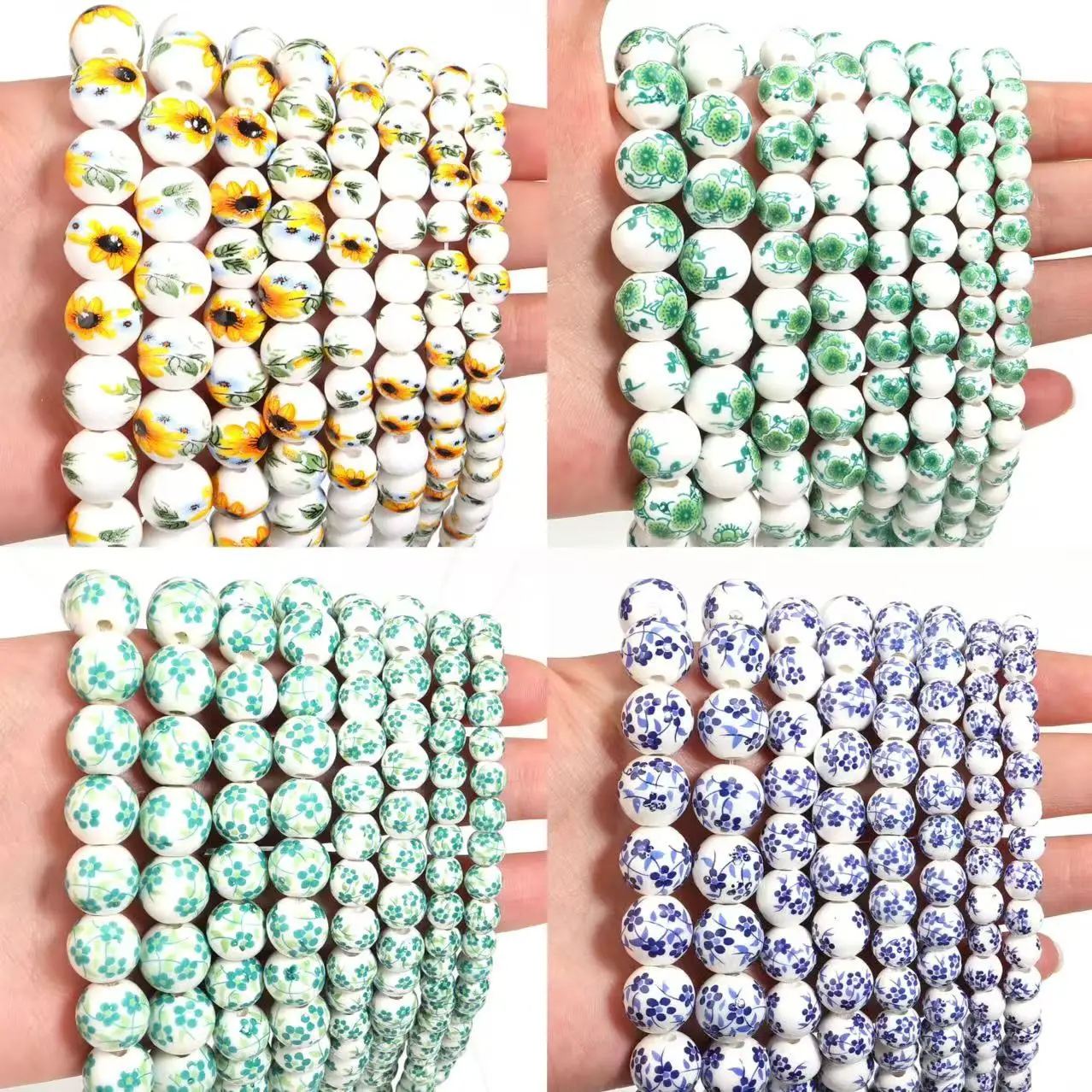 28-60pcs/Strand 6 8 10 12mm Small Flower Ceramic Beads For Jewelry Making Beads Chinese Style Loose Spacer Beads DIY Braceletl