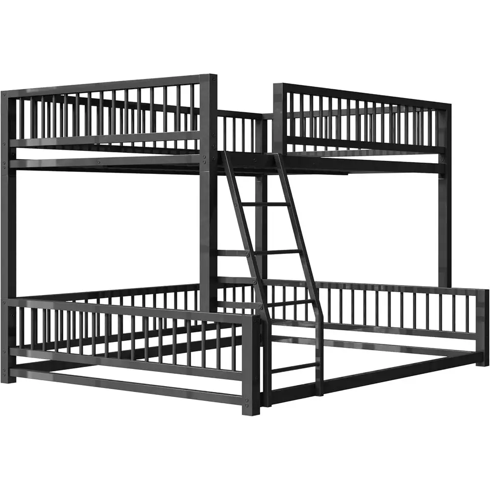 Durable Metal Twin XL Over Queen Bunk Bed with Safety Rails and Ladder, Ideal for Kids, Teens, and Adults, No Box Spring Needed, view 6