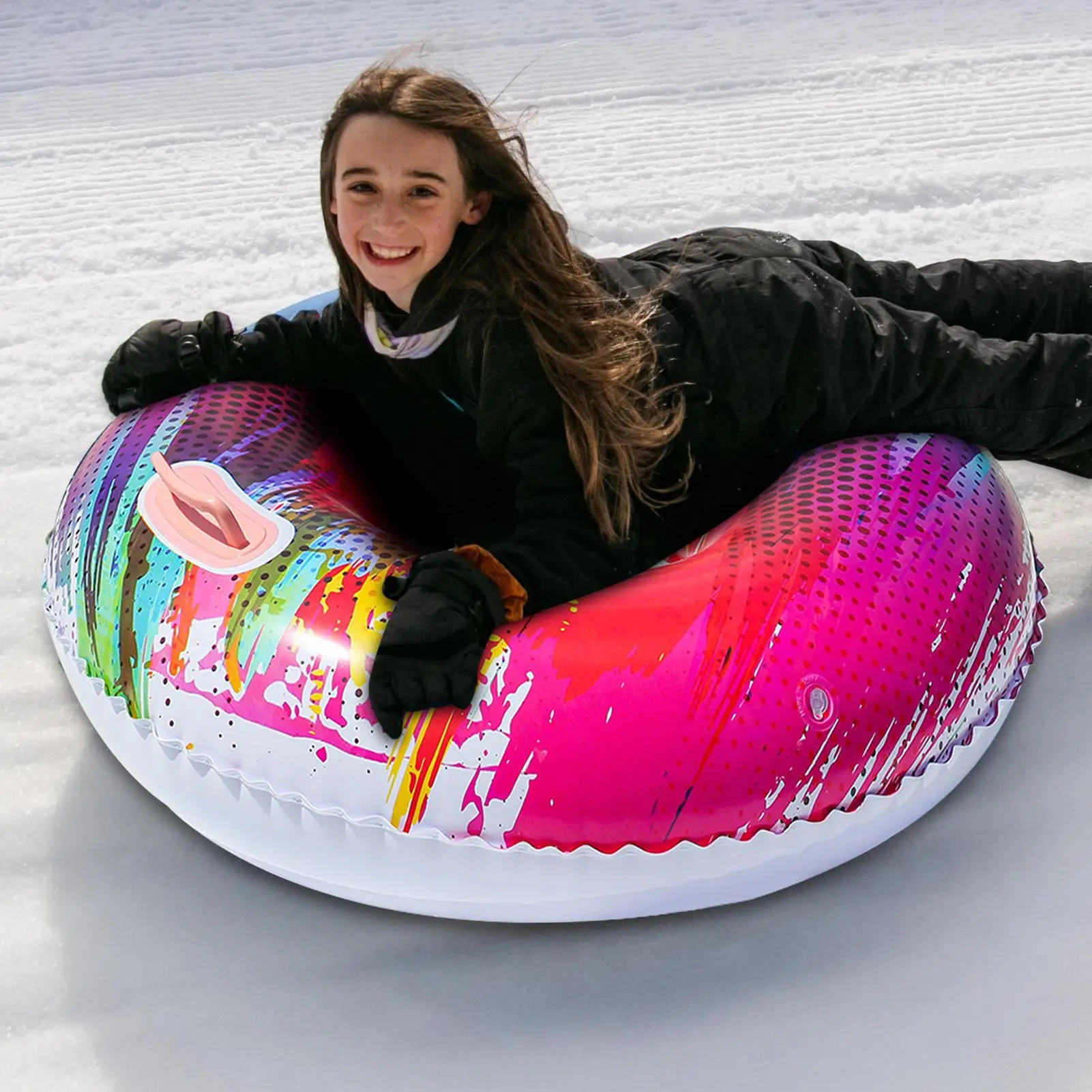 

PVC Inflatable Snow Tube Sled with Handles Anti-Tipping Snowboard Water Skiing Toy Winter Sports Sledding Trail Ring