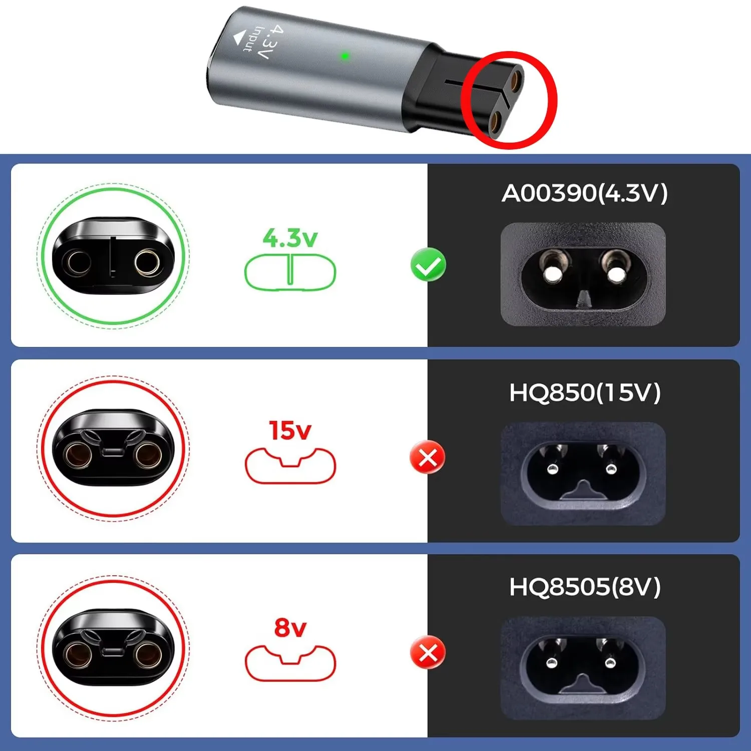 USB ​   محول طاقة من النوع C PD إلى تيار مستمر 4.3 فولت لماكينة حلاقة فيليبس ماكينة حلاقة كهربائية لقص الشعر موصل شحن سريع