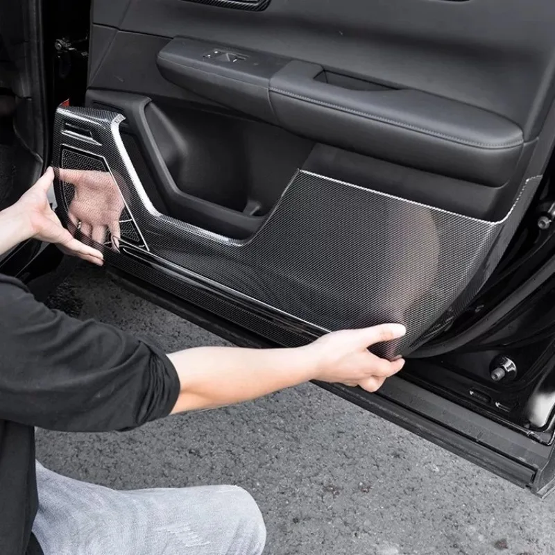 4pcs Car Door Anti-Kick Panel Pad for Honda Avancier CR-V CRV Accord Breeze Civic ABS Carbon Fiber Texture Door Protection Cover