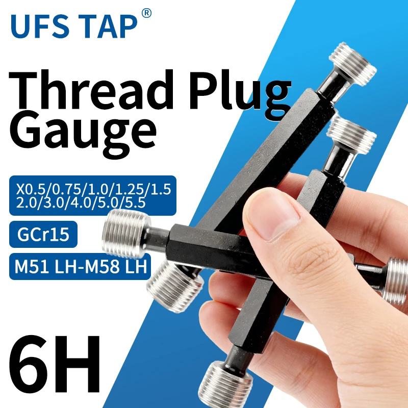 

UFS 1 шт. 6H M51 LH-M58 LH X0.5/0.75/1.0/1.25/1.5/2.0/3.0/4.0/5.0/5.5 Стальной метрический резьбовой калибр для левой резьбы (тонкий)