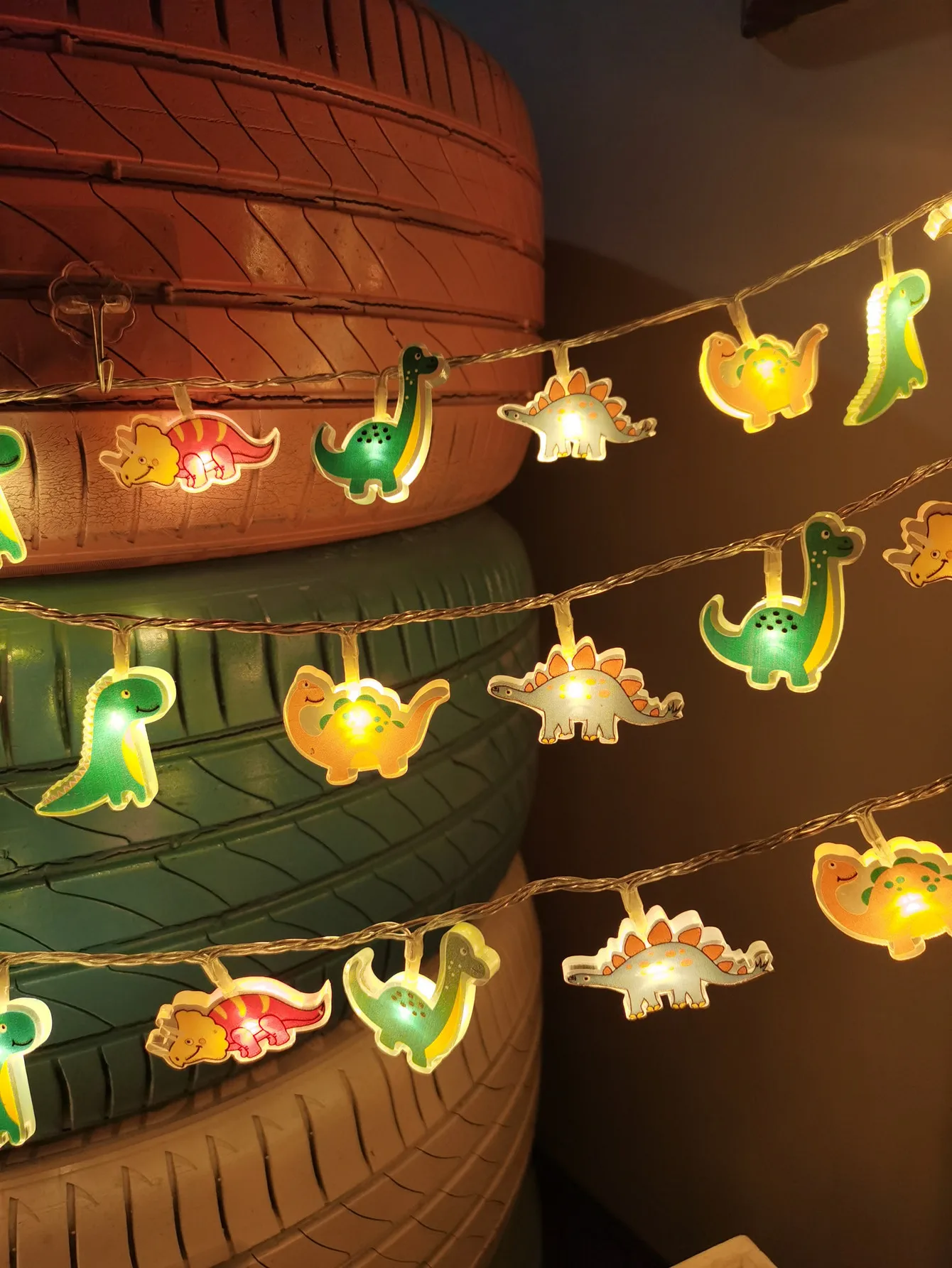 Cartoon Dinosaur LED Fairy String Lights Kids Bedroom Birthday Party Indoor Warm Decor Lamp Gift