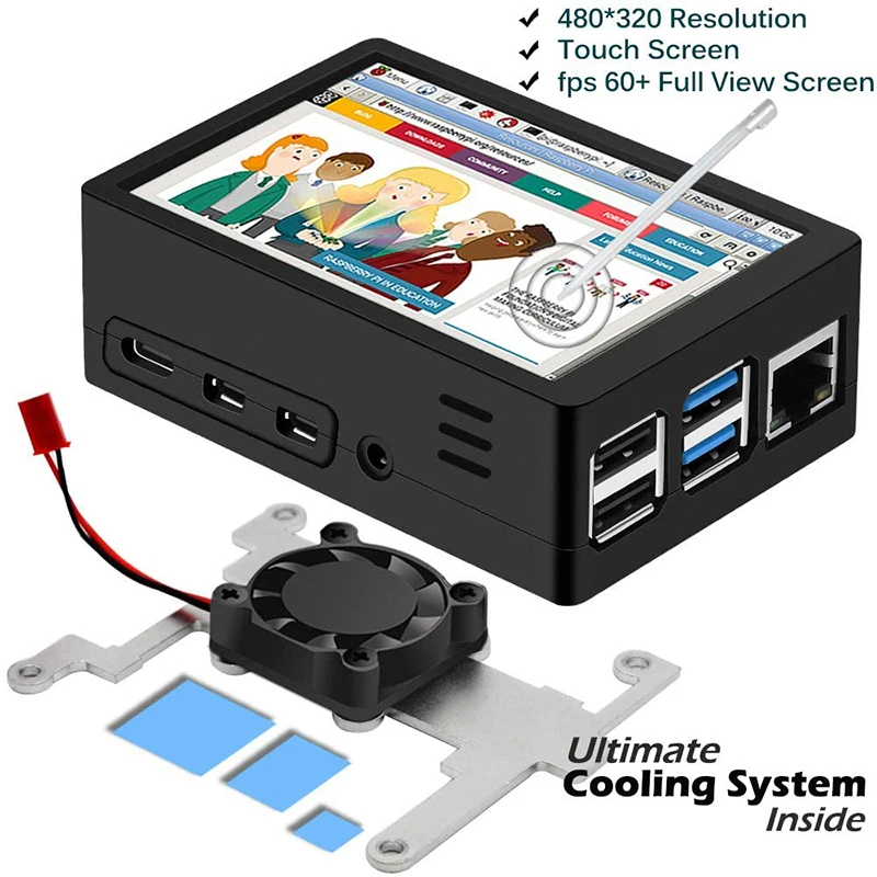 Imagem -06 - Tela de Toque Lcd para Raspberry pi Suporta Ubuntu Kali 3.5 125mhz Tela Spi 480x320 4b 3b