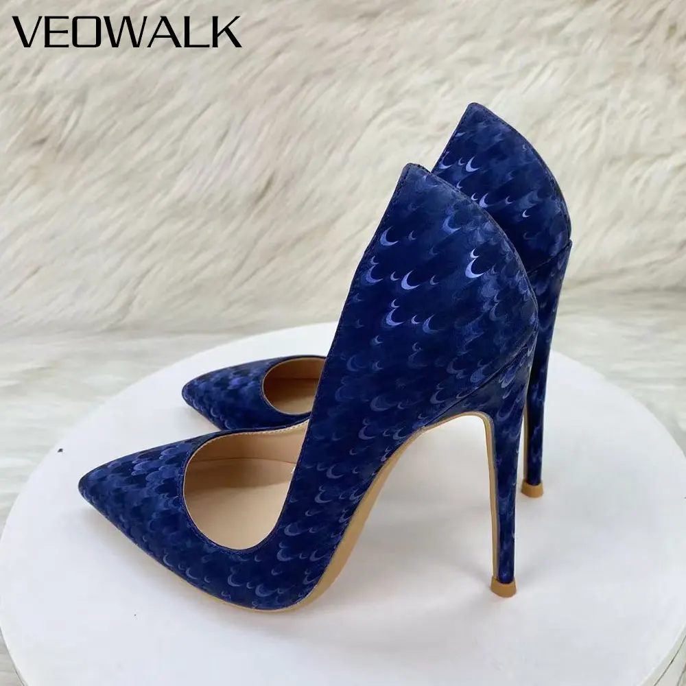 Nuevos Zapatos de Tacón Alto para Mujer, Color Azul Rey, Jacquard, Punta en Pico, Tacón de Aguja Delgado, 8cm 10cm 12cm, para Boda, Fiesta, Graduación, Vestido de Noche