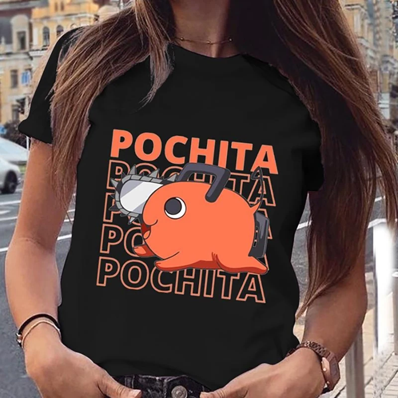 

Anime T-Shirt Funny Pochita Graphic Printing Short Sleeve Summer Casual Round Neck Loose T-Shirt Top