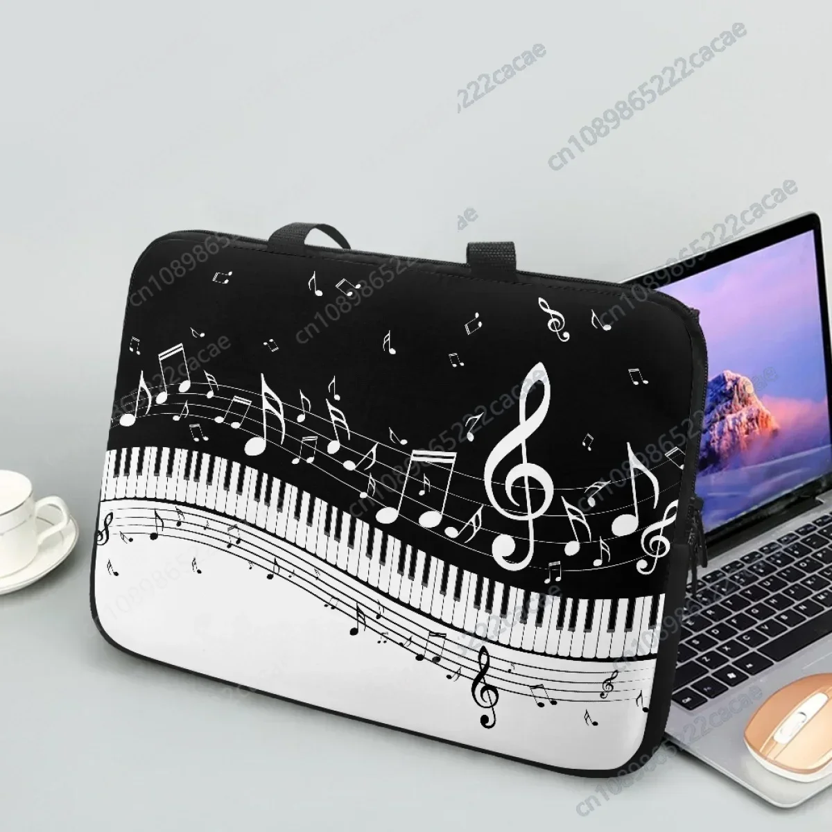 Piano Note Design Laptop Bag Case 10 12 13 15 17 Inch Notebook Handbag Music Theme Portable Shoulder Handbag Briefcase Adult New