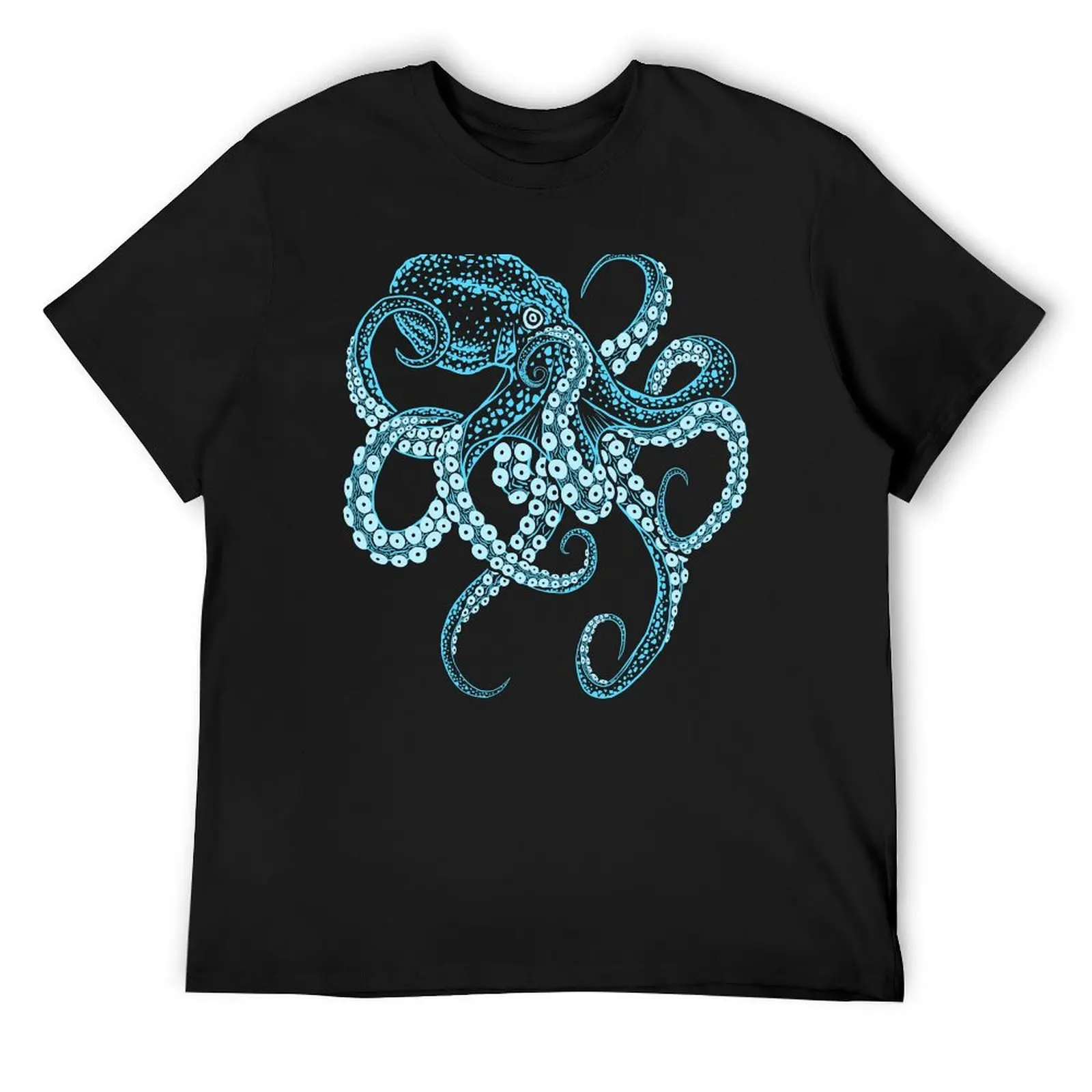 

Deep-sea blue kraken octopus in combat stance T-Shirt tops vintage t shirts cheap stuff korean fashion Men's t-shirts