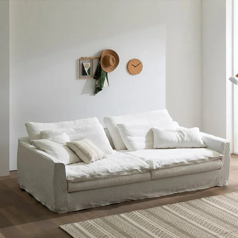 أمريكا الشمالية نسيج القطن والكتان الأبيض الياباني وابي سابي شقة صغيرة الشمال أسفل أريكة الكتان القابلة للإزالة بالكامل الشمال #3