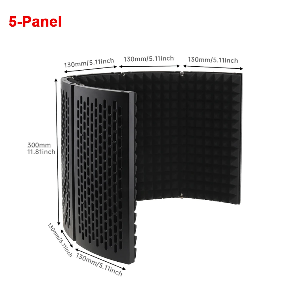 Schermo isolante per microfono Schermo antivento con superficie curva da pannello 3/5 Schiuma assorbente filettata pieghevole 3/8 -5/8 per studio di registrazione