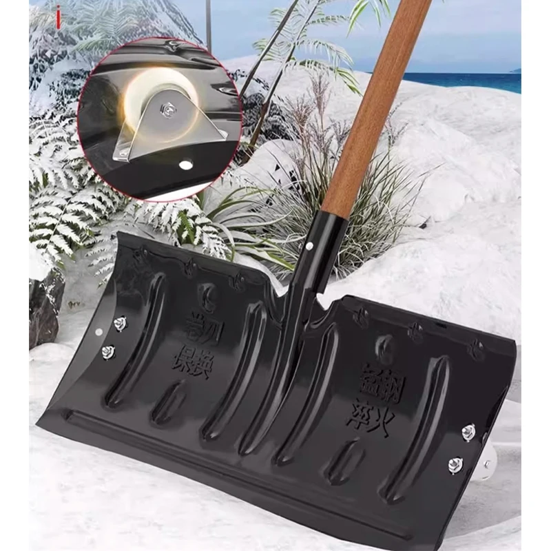 1 قطعة مجرفة الثلج مع عجلات ، أداة تنظيف الثلوج الشتوية الخارجية الموفرة للعمالة ، مجرفة الحبوب ، أداة إزالة الثلج للاستخدام المنزلي