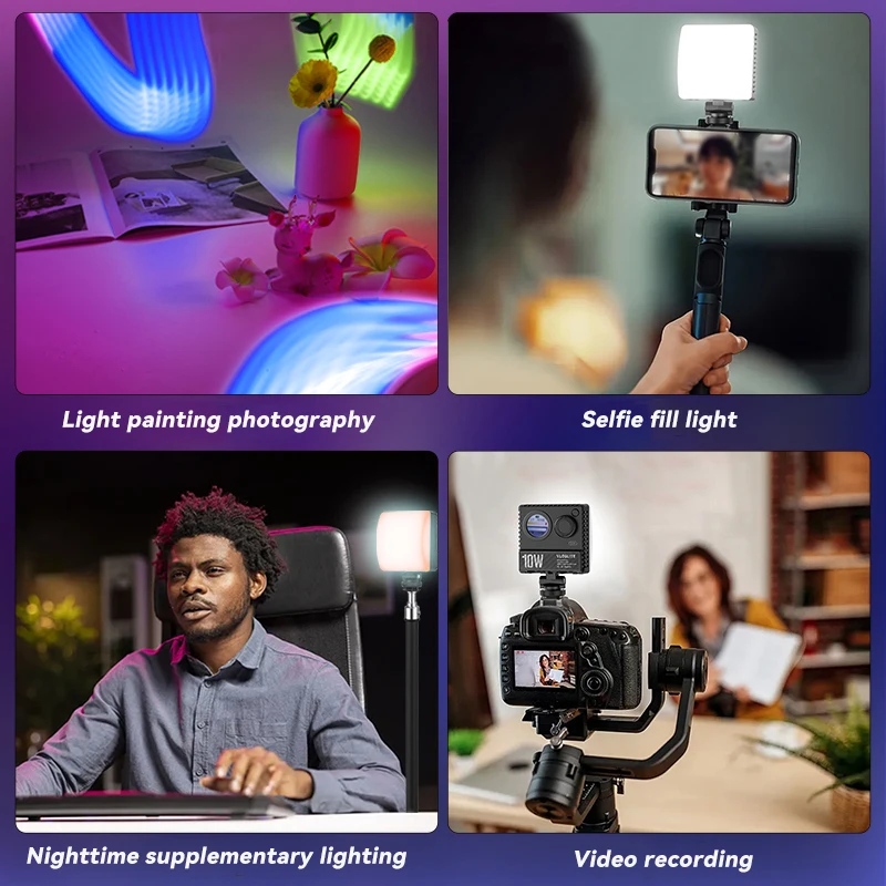 ﻿   Mini luz de preenchimento de sapata RGB LED lâmpada de atmosfera portátil para fotografia ao vivo câmera móvel com luzes de bolso ajustáveis