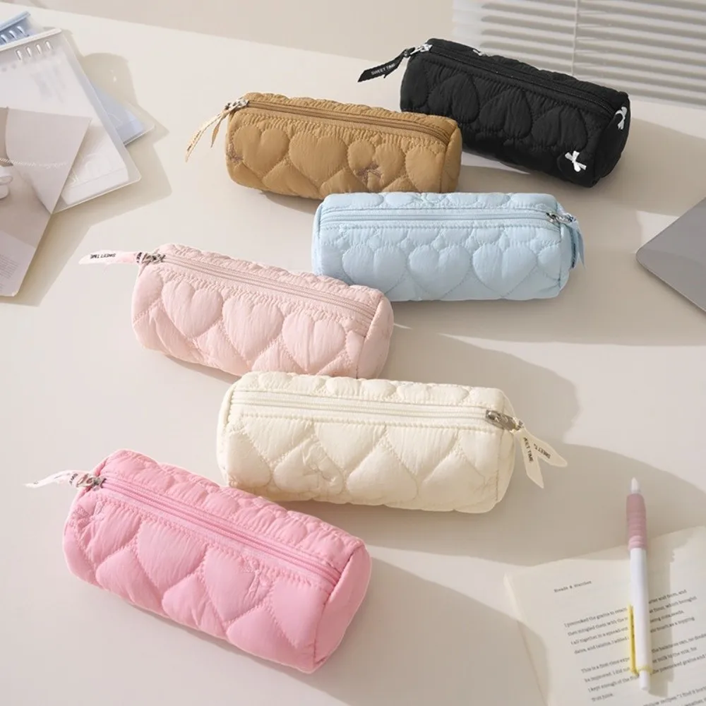Modisches Federmäppchen mit großer Kapazität, Schleifendesign, Aufbewahrungstasche, Stifttasche, kreativer tragbarer Make-up-Pinsel-Organizer für Schüler.