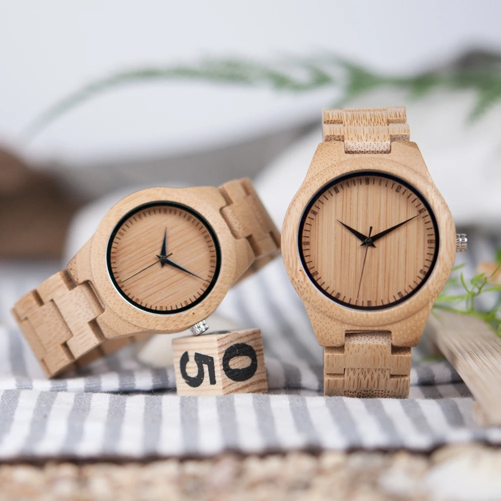 BOBO BIRD Bamboo Watch Men Women Quartz Wristwatches Casual Couple Wood Watches Clock Timepieces Anniversary Gift For Him Custom