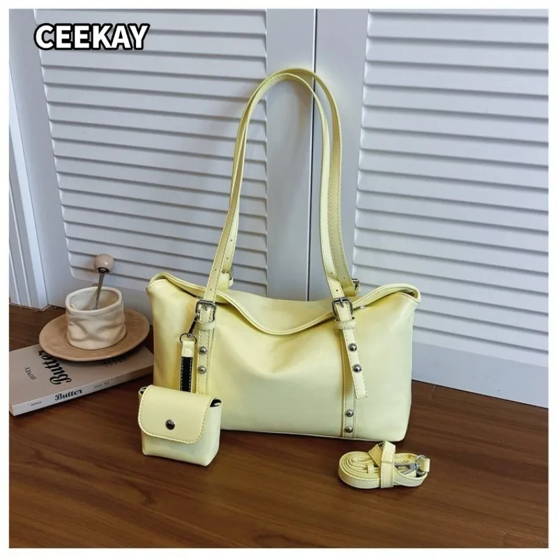 Women's Multi-Color Soft Faux Leather  Handbag with Mini Pouch, Dual Strap Shoulder Bag for Daily Errands, Dating,  Short Travel