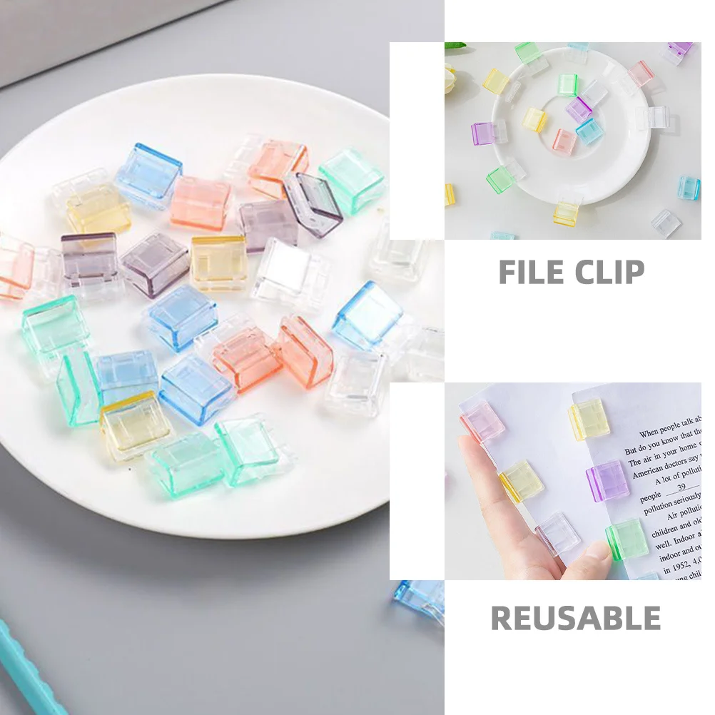 50 قطعة من مشابك اللوازم المكتبية الملونة، مشابك ملفات بلاستيكية، منظم ذو سعة كبيرة للمستندات المكتبية، قابل لإعادة الاستخدام