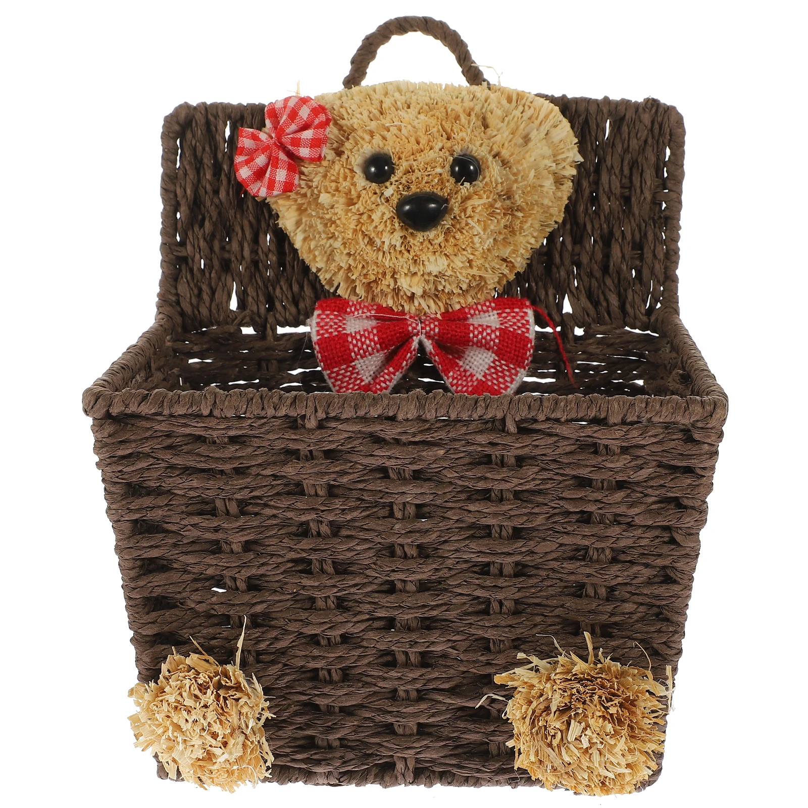 

Cartoon Woven Storage Imitation Rattan Basket Wall Hanging Kitchen Organizer Desktop Fruit Vegetable Holder Wall Mount Basket