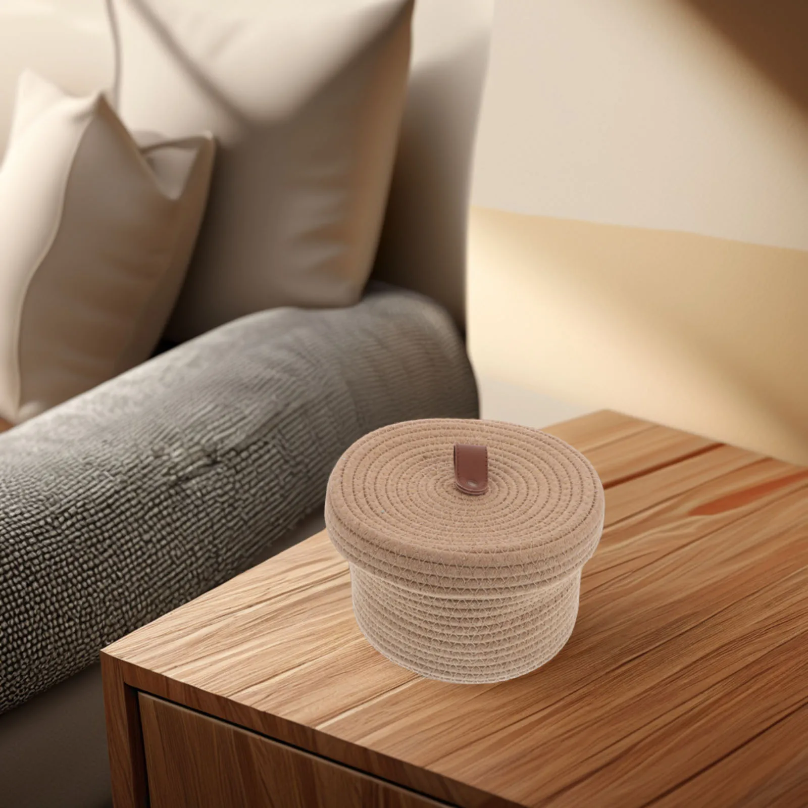 

Round Cotton Rope Baskets With Lids Small Woven Bins Boxes For Cosmetics Jewelry Toiletries Snacks Desktop Organizer Decorative