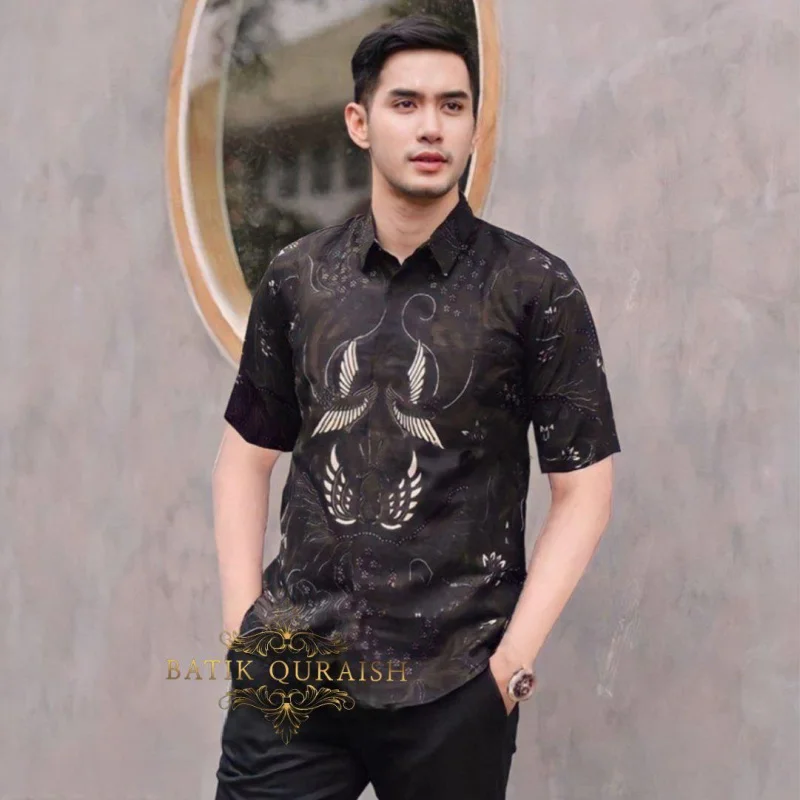 Camicia batik da uomo estiva 2025 manica corta design esclusivo stile Pekalongan stampa 3D in stile nazionale