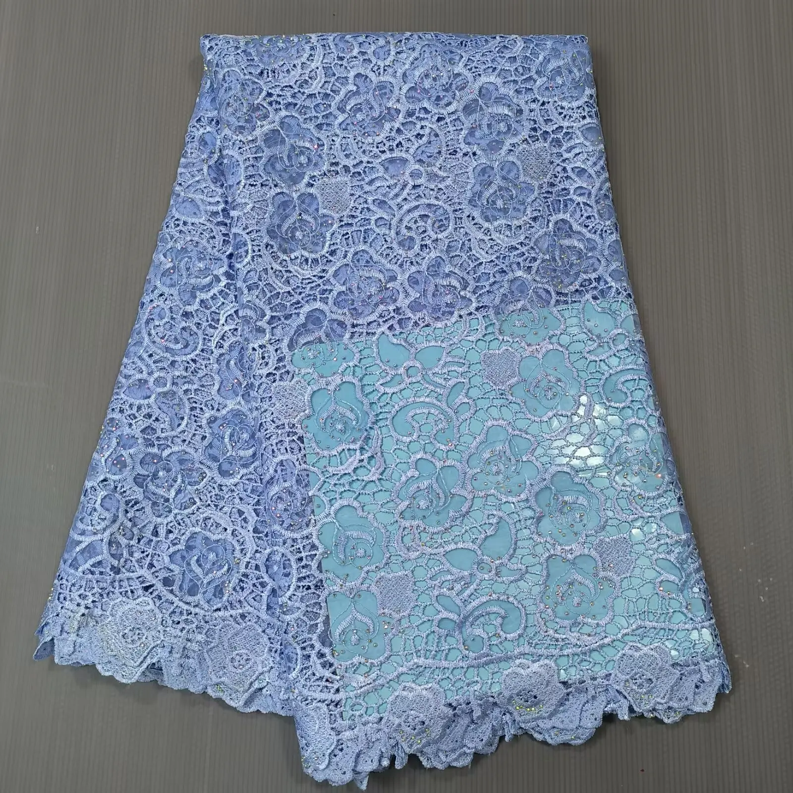 Organza Fabric African Guipure Cord Lace Fabric High Quality Nigerian Water Soluble Lace Fabric For Party Dress Wedding dress