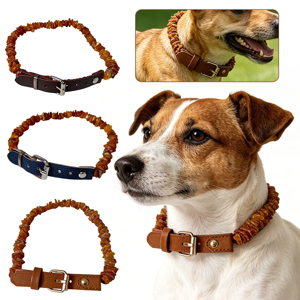 Collar de ámbar natural para perros contra pulgas, collar de ámbar báltico sin pulir, ligero y cómodo para senderismo y caminatas al aire libre.