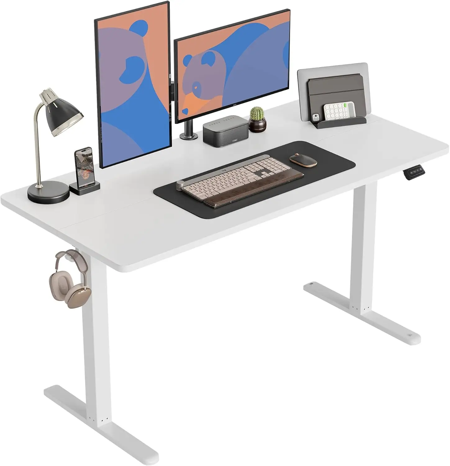 Height Adjustable Electric Standing , 48 x 24 Inches Stand Up Table, Sit Stand Home Office Desk with Splice Board, Maple