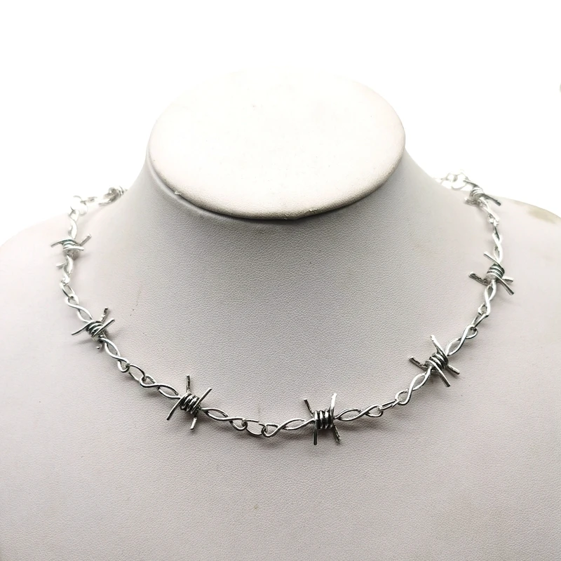 Small wire Brambles Iron Unisex Choker  Necklace Women Hip-hop Gothic  Punk Style Barbed Wire Little thorns Chain Choker Gifts