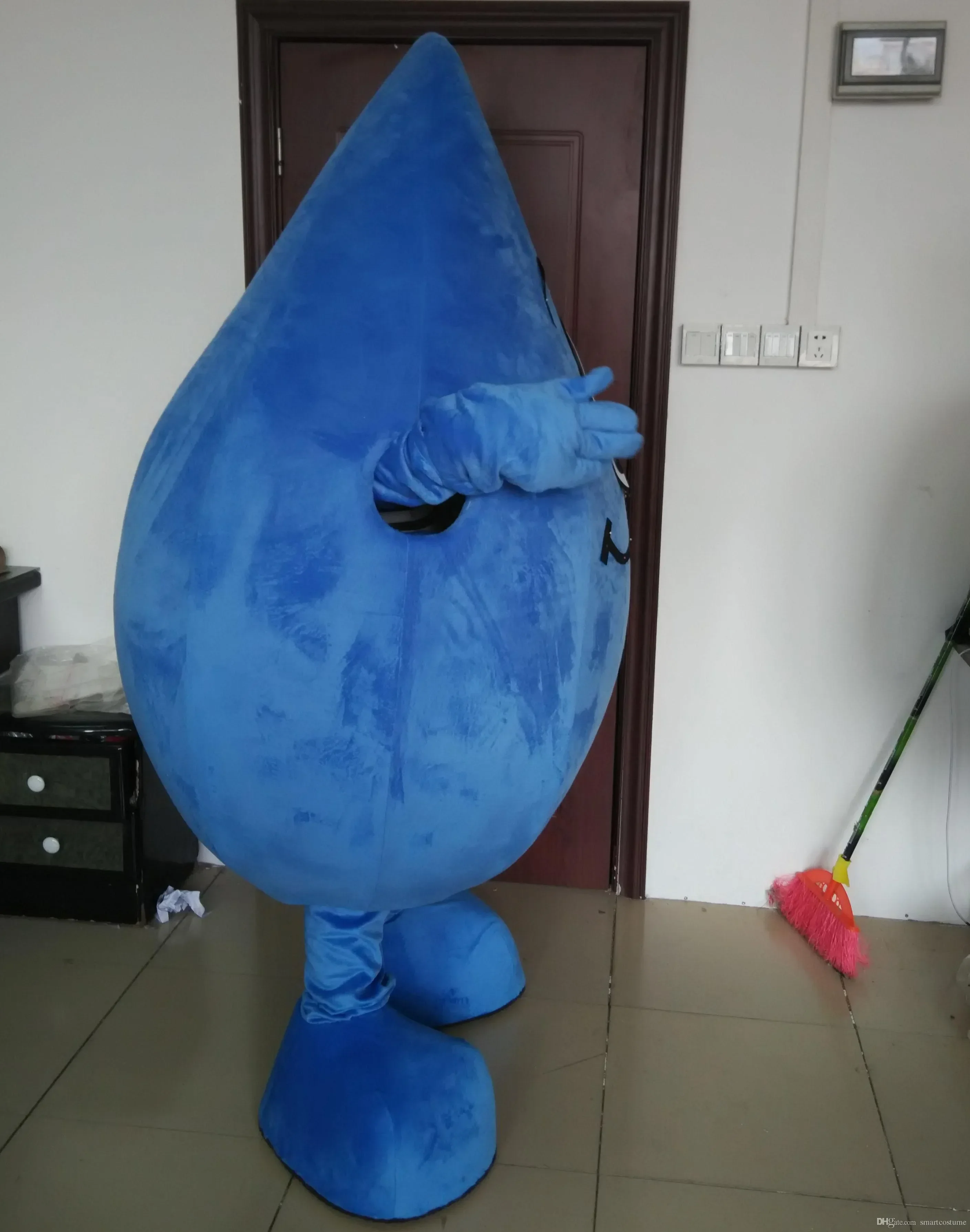 Christmas An Adult Blue Water Drop Mascot Costume With Big Smile For Adult To Wear For Sale For Promotion For Party