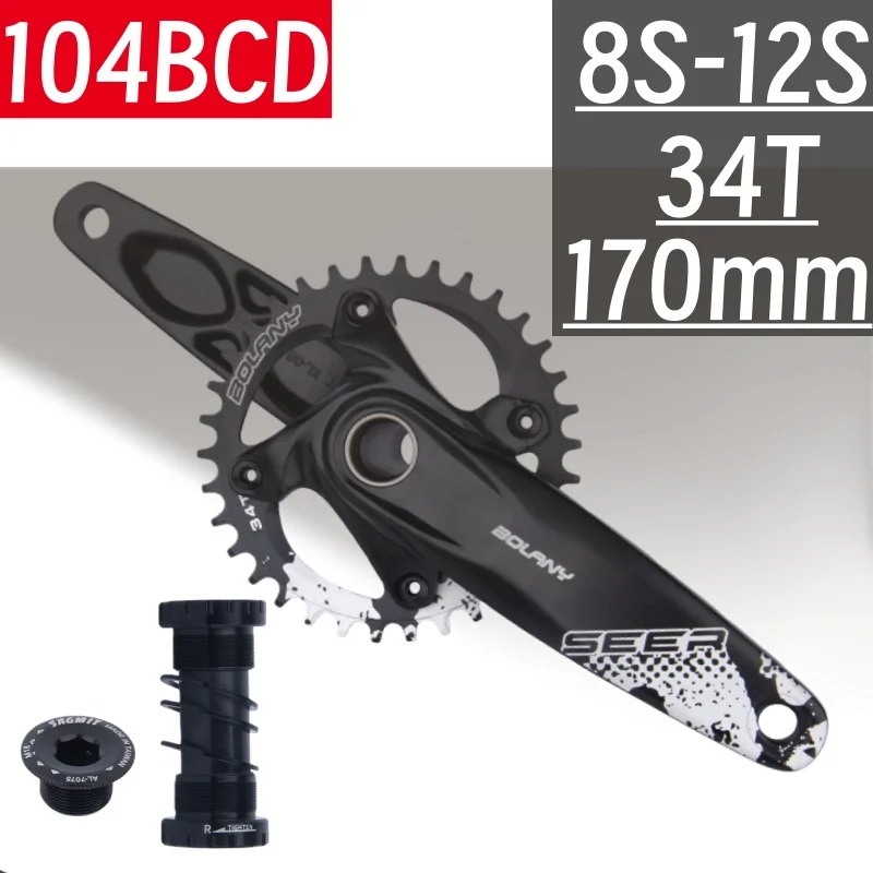 

Mtb Crankset 170mm Black 104bcd Chainring 34T Single Plate MTB Hollow Axle Crankset 8 9 10 11 12 Speed for Mountain Bicycle Part