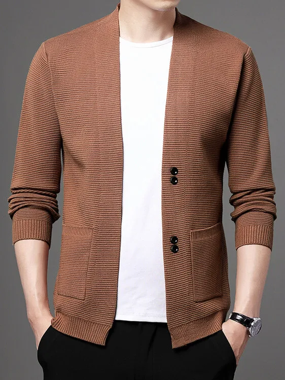 

Autumn New Sle Men's Knitted Long Sve Sweater Jaet Simple Match Wool Blend Ciwalk Suitable Mid-aged High Collar Sweater