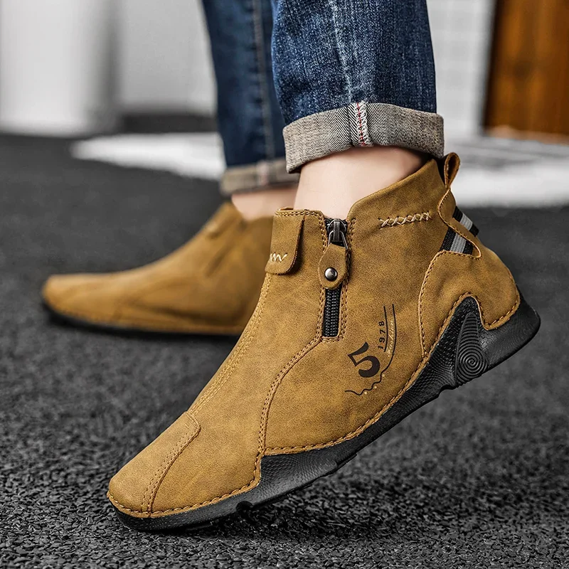 

Winter Chelsea Men's Boots Suede Ankle Boot Men British Style Leather Mens Fashion Man Male Wedding Boots