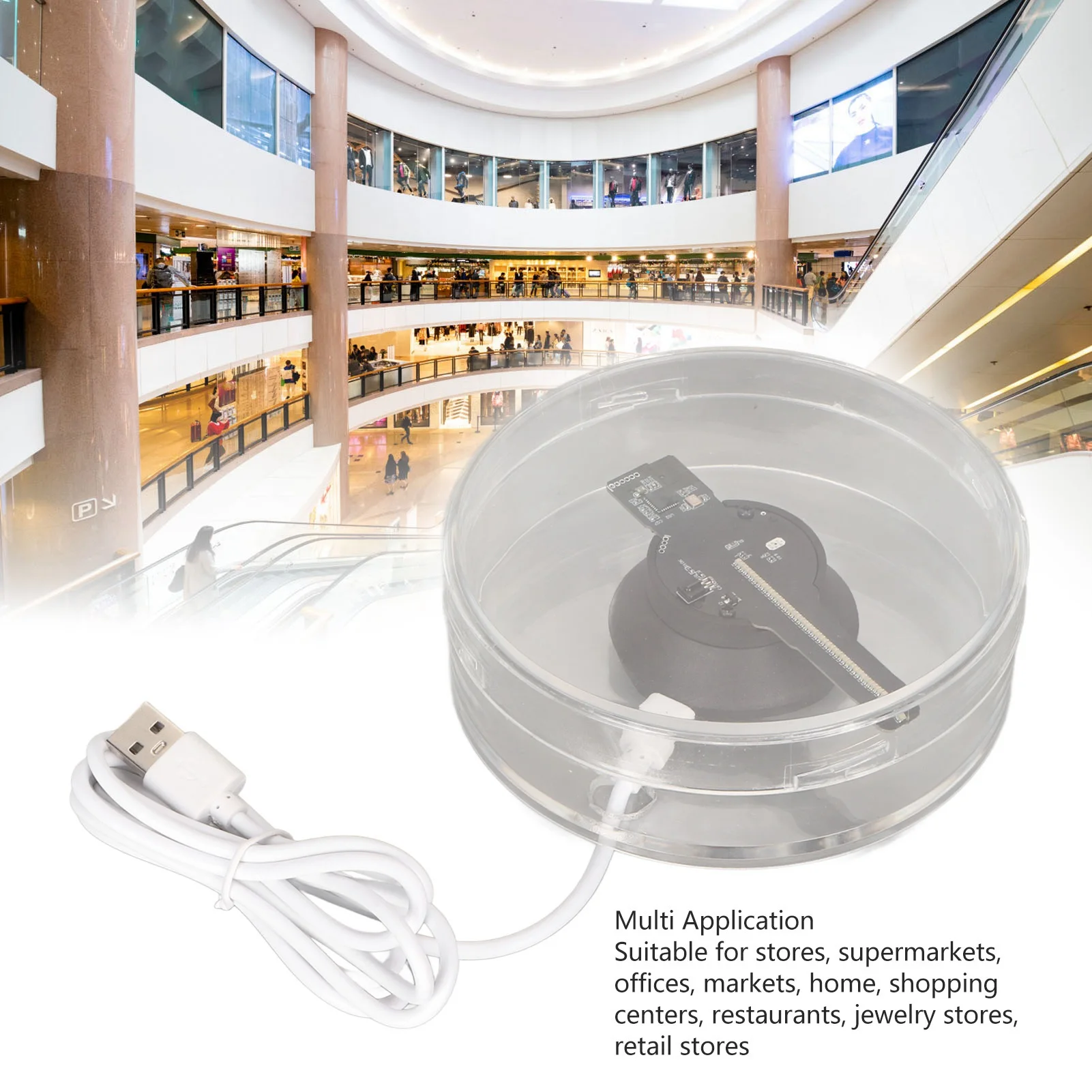 3D Hologram Fan Clear Cover Remote Control Low Noise Holographic Advertising Machine 48 LEDs with Memory Card for IOS for Store