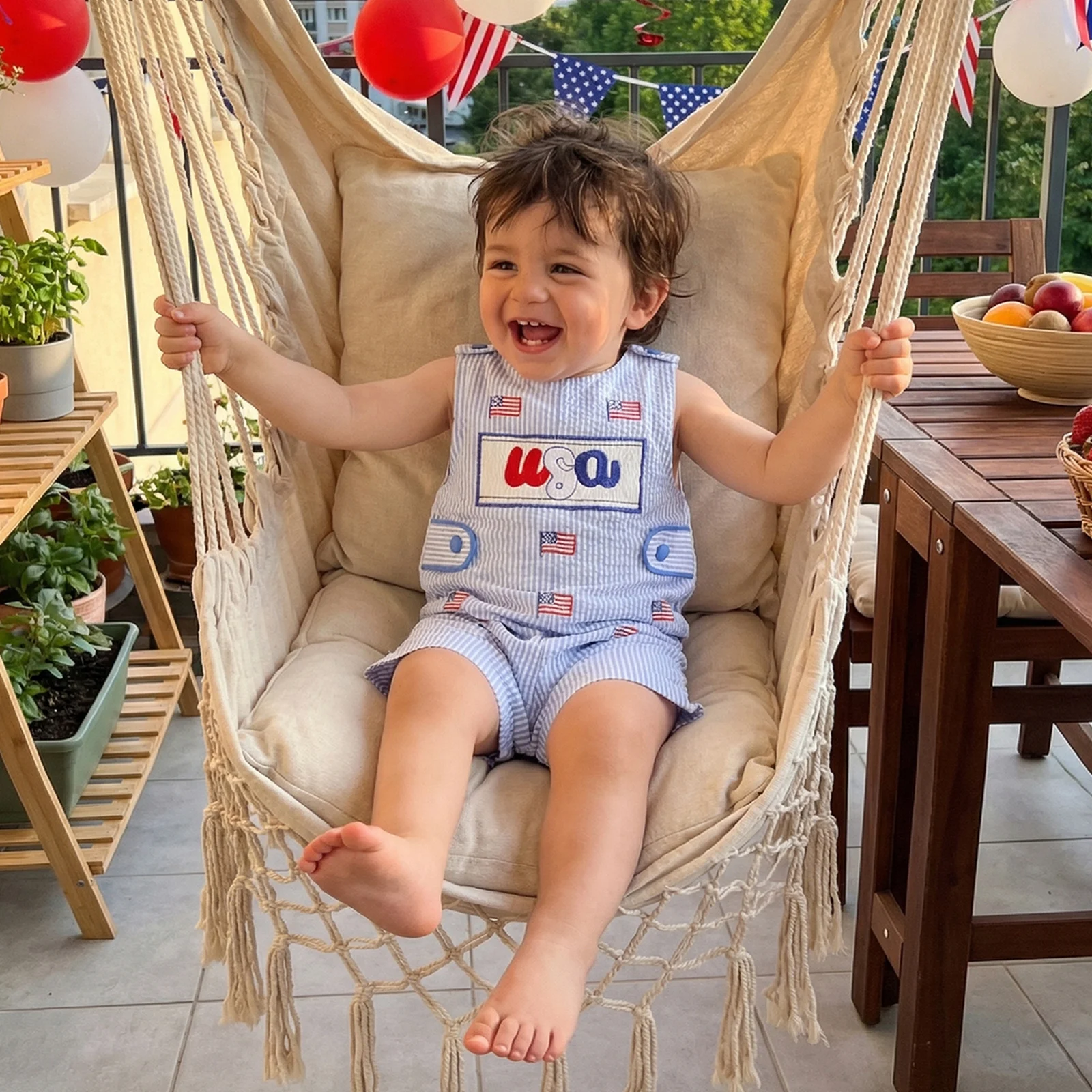 Focusnorm 0-24m infantil bebê meninos meninas 4 de julho listrado macacão carta bandeira bordado sem mangas em torno do pescoço macacão