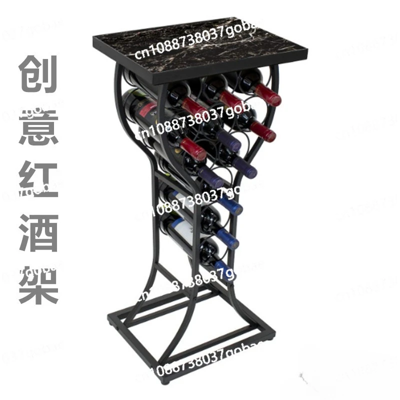 

Wrought iron wine rack dining room floor-to-ceiling wine cabinet, modern simple living room wine display rack