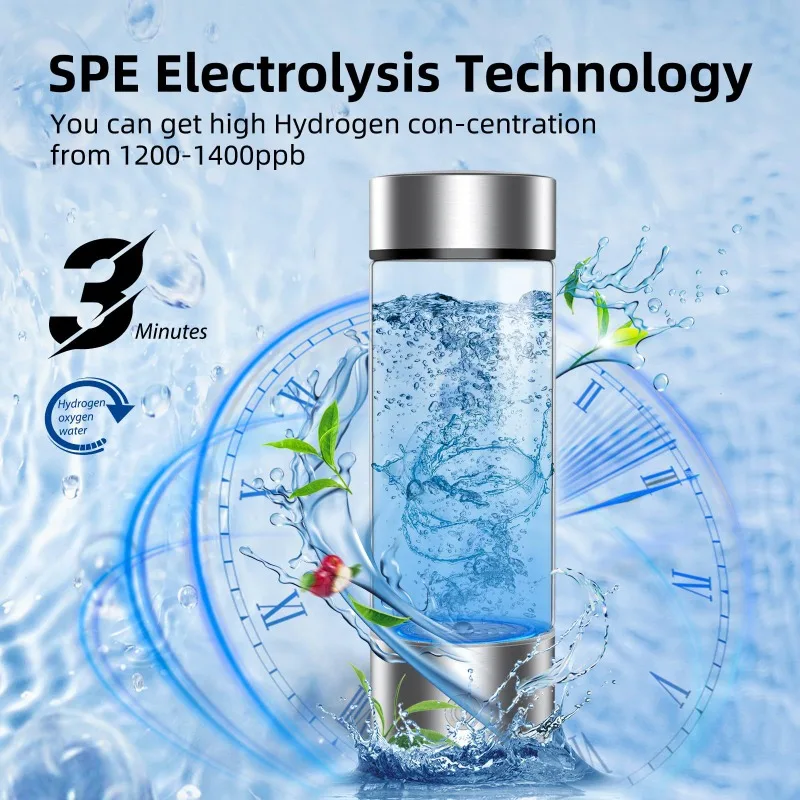 420ml Hydrogen Generator Water Cup Filter Ionizer Maker USB Hydrogen-Rich Water Portable Super Antioxidants ORP Hydrogen Bottle
