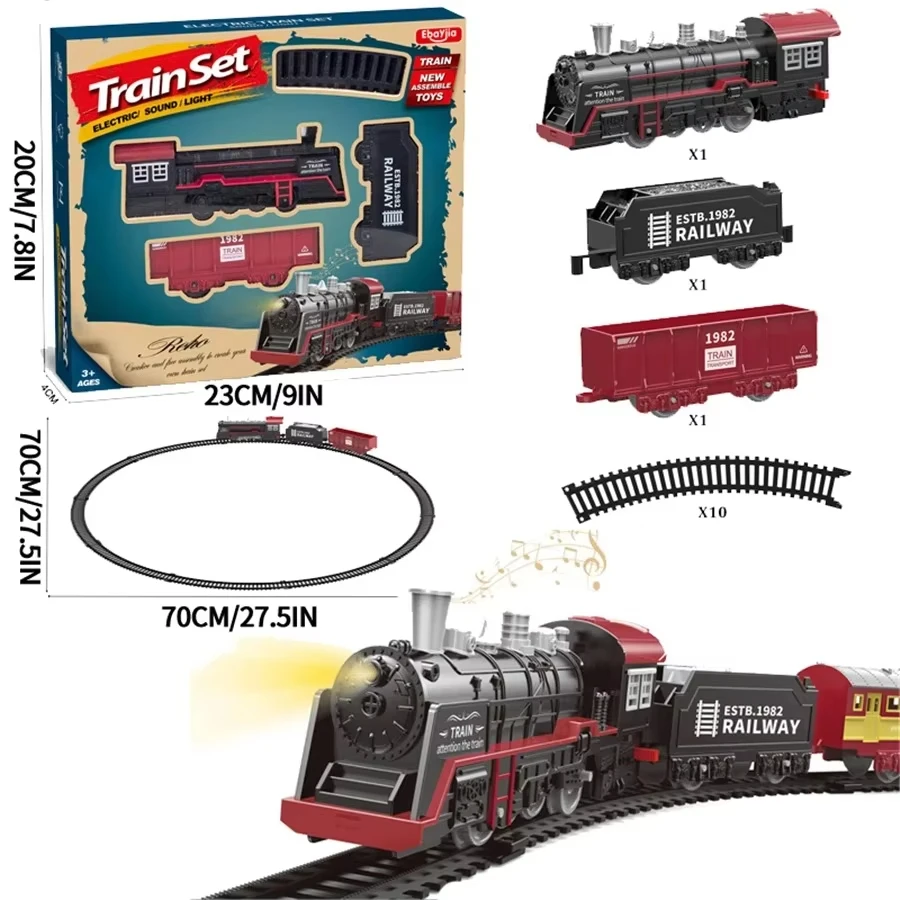 Elektrische Zug Track Set mit Lichter Sound Retro Simulation Schiene Auto Modell Zug High Speed Schiene Spielzeug Kinder Eisenbahn Spielzeug Geschenk