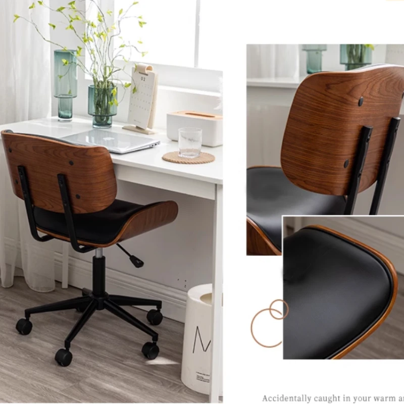 

Luxury Computer Chair Wooden Office Swivel Chair Adjustable Height Ergonomic Seat Comfortable Study Desk Chair for Long Sitting