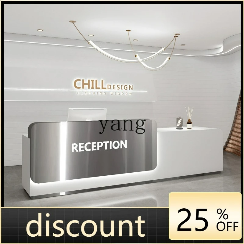 

LTT Light Luxury Stainless Steel Company Front Desk Simple Modern Cashier Reception Bar