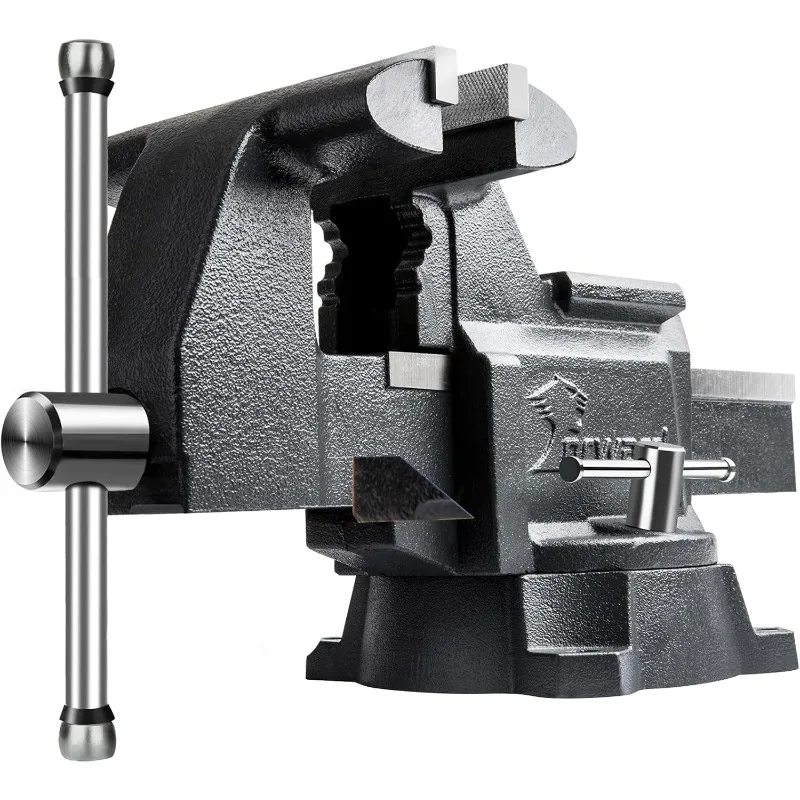 CR80A 8 Inch Bench Vise Heavy Duty Vice with Anvil and 190 Degrees Swivel Base (8