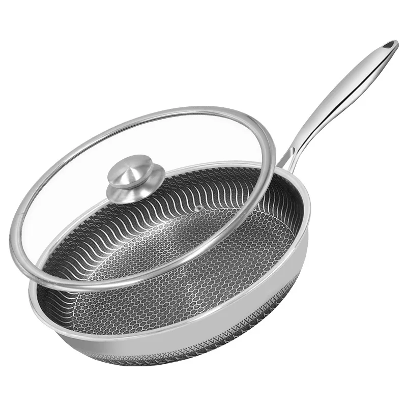 Sartén antiadherente Sartén de acero inoxidable 316 con tapa Sartén de chef no tóxica Compatible con todas las cocinas