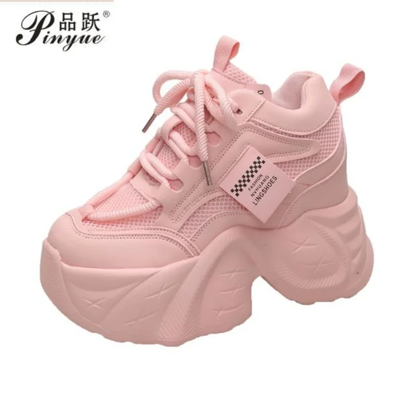 11CM New Autumn Breathable Women Casual Shoes Fashion High Heels Women Wedges Heels Sneakers Thick Sole Trainers Platform Shoes