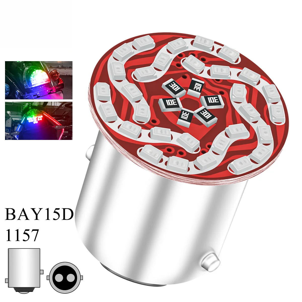 �y�Z�[�����z�I�[�g�o�C�_�� Led �u���[�L���C�g 1157 BAY15D RGB Led 1206 SMD 30LED �X�g���{�t�]�X�g�b�v�����v���ԃe�[�������v