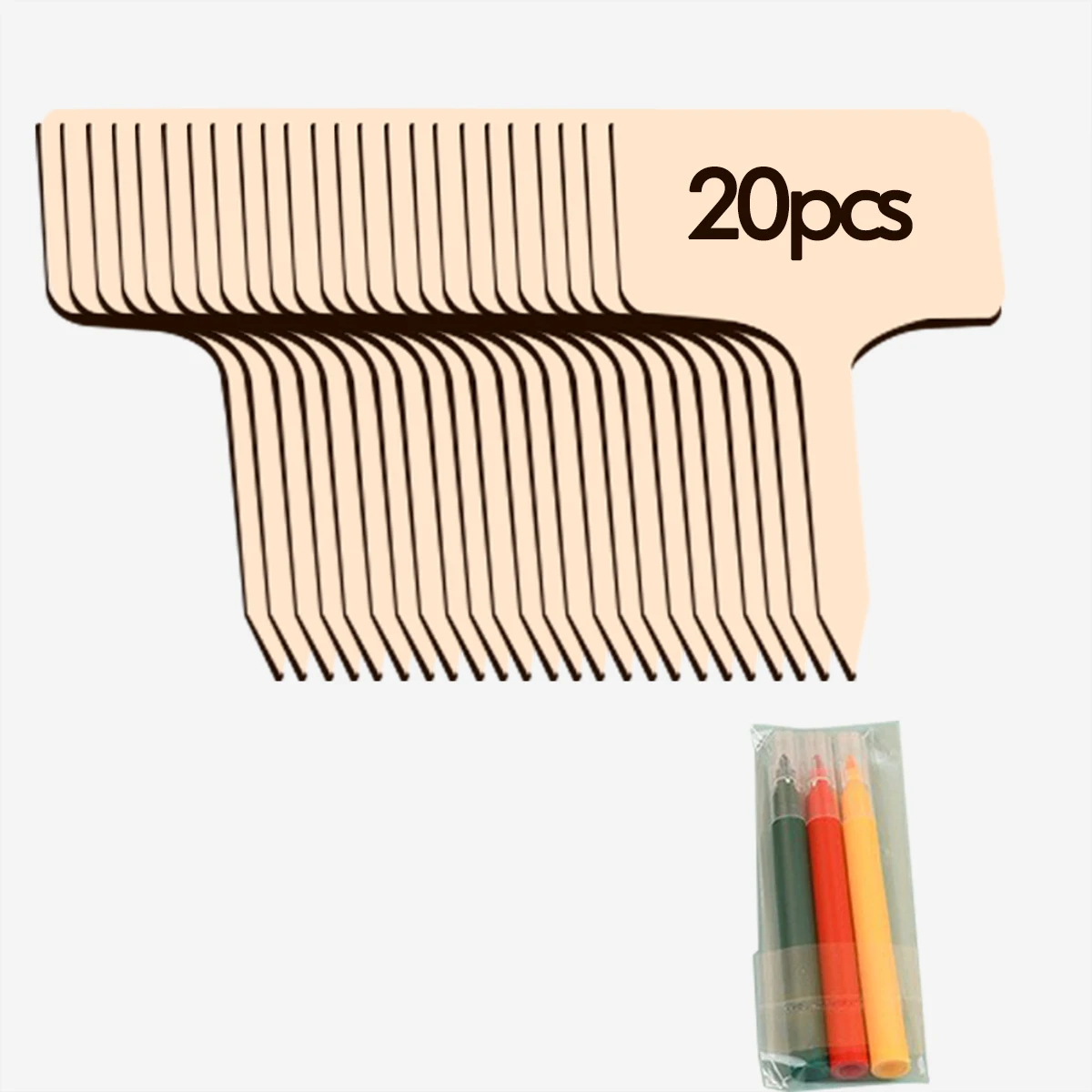 20pcs Wood Plant Labels T-Type Markers Wooden Plant Sign Tags Garden Markers for Seed Potted Herbs Flowers Vegetables Home Decor