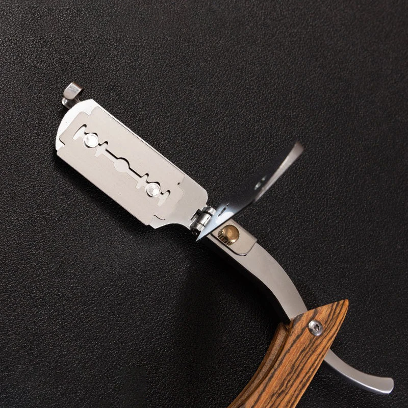 New Wooden Trimmer Manual Shaver Professional Straight Edge Stainless Steel Sharp Barber Razor Folding Shaving Knife For Men