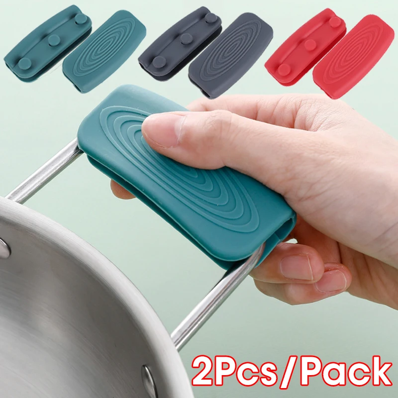 2Pcs Silicone Anti-Hot Handle Anti Scalding Non-slip Pot Oven Holder Heat Resistant Handles Kitchen Gadgets Pans Bowl Holders