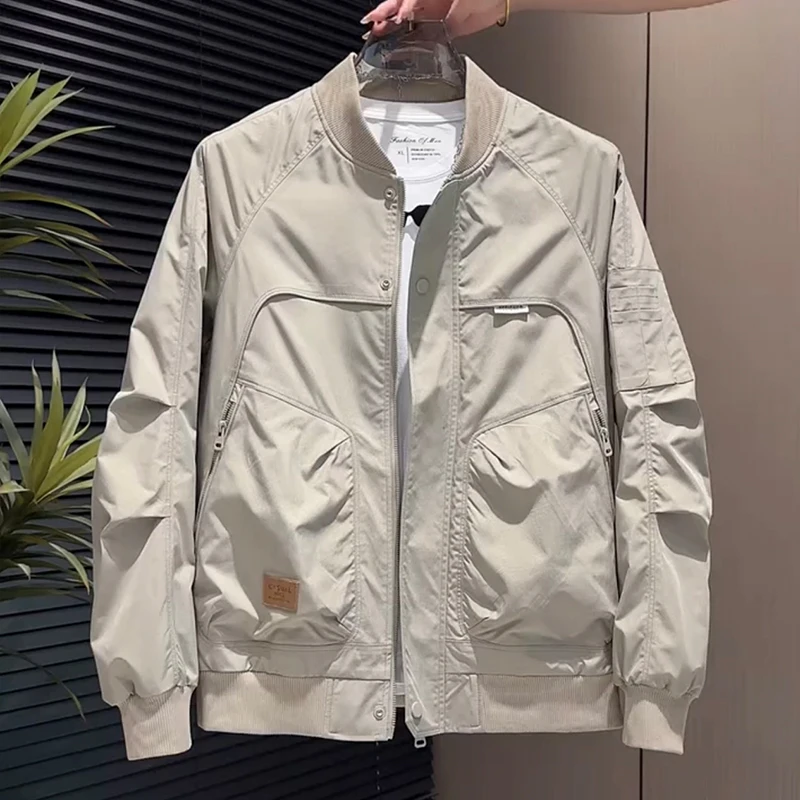 2026 Spring New Men'S High-Quality Fashion Trend Jackets men Versatile Large Size Solid Color Loose Casual Long-Sleeved Jacket